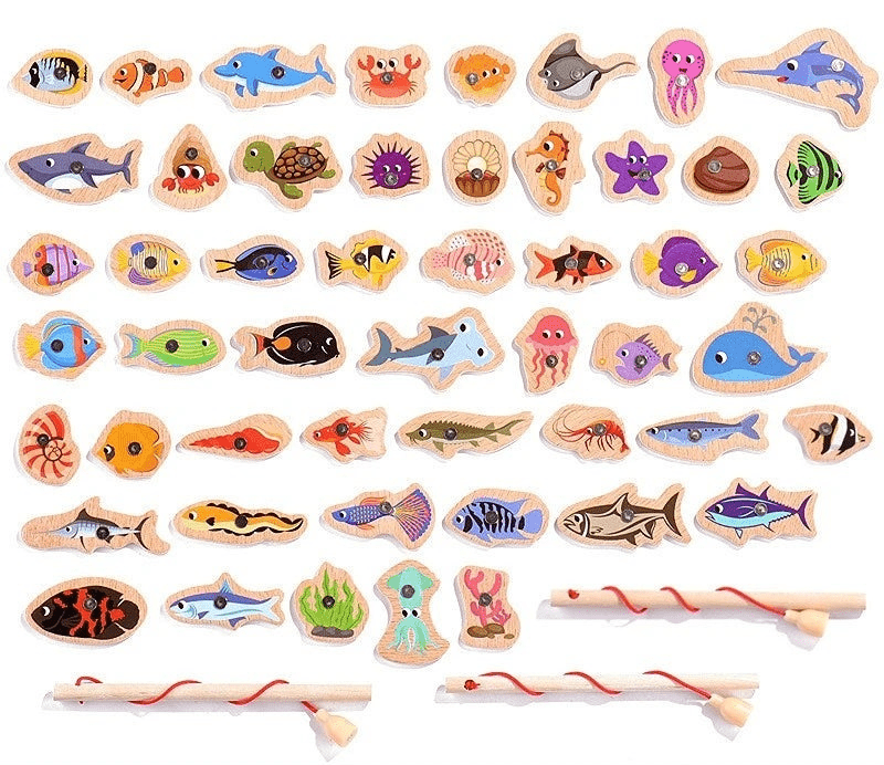 MONTICATCH – Gioco Montessori dell'angelo in legno con pesca magnetica per promuovere la motricità fine