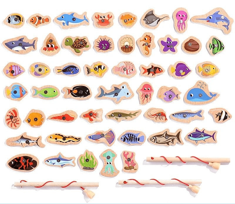 MONTICATCH – Gioco Montessori dell'angelo in legno con pesca magnetica per promuovere la motricità fine