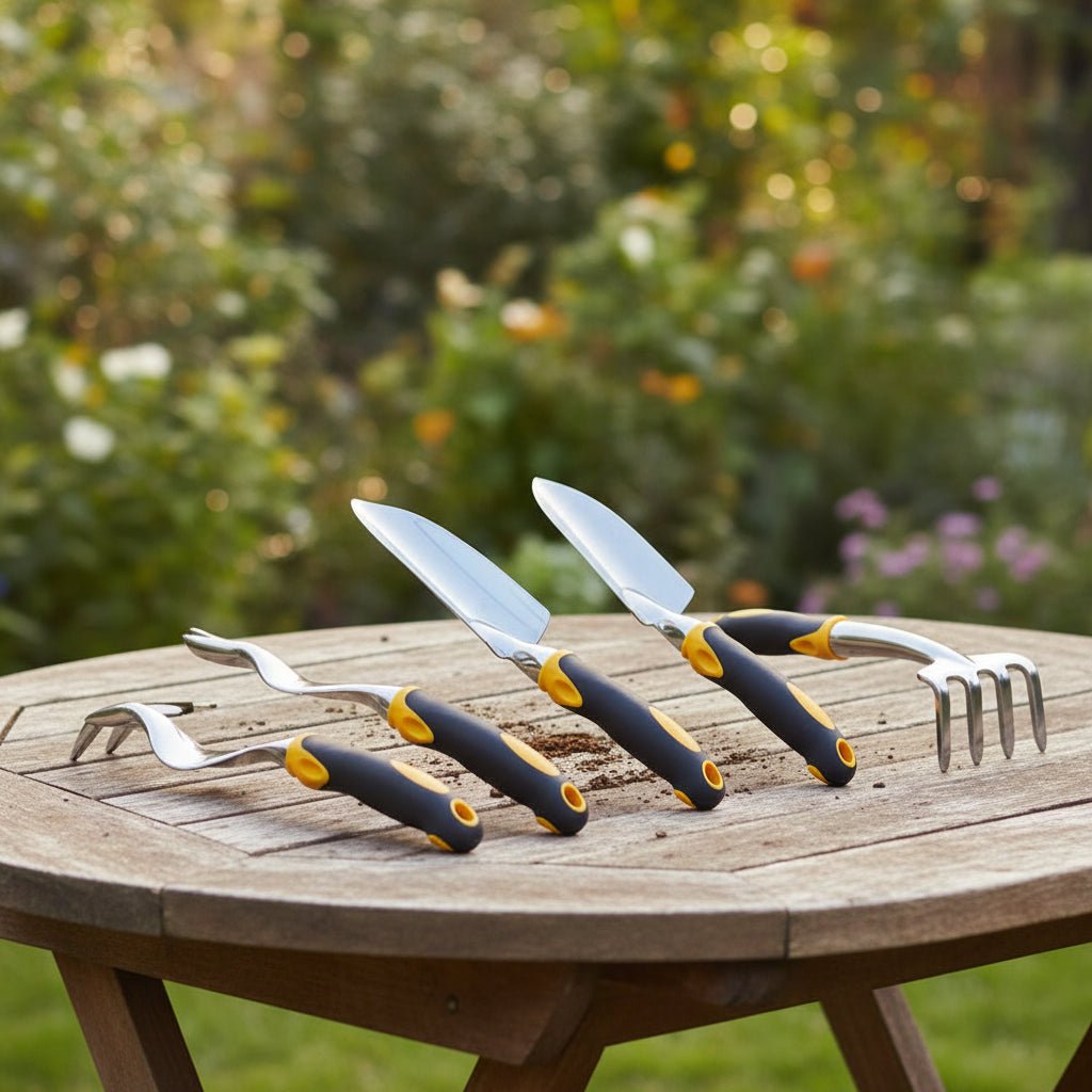 HORTEX – Set di attrezzi da giardinaggio ergonomico in acciaio inossidabile
