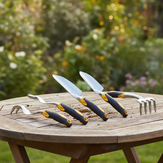 HORTEX – Set di attrezzi da giardinaggio ergonomico in acciaio inossidabile