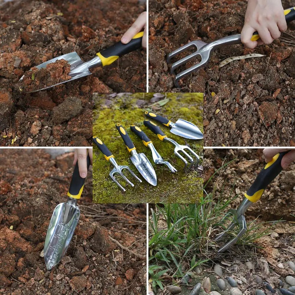 HORTEX – Set di attrezzi da giardinaggio ergonomico in acciaio inossidabile