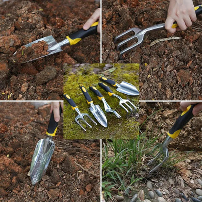 HORTEX – Set di attrezzi da giardinaggio ergonomico in acciaio inossidabile