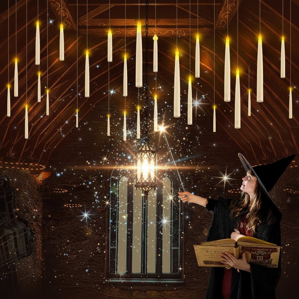 WANDGLOW – Candele galleggianti prive di fiamma con effetto tremolio e bacchetta magica