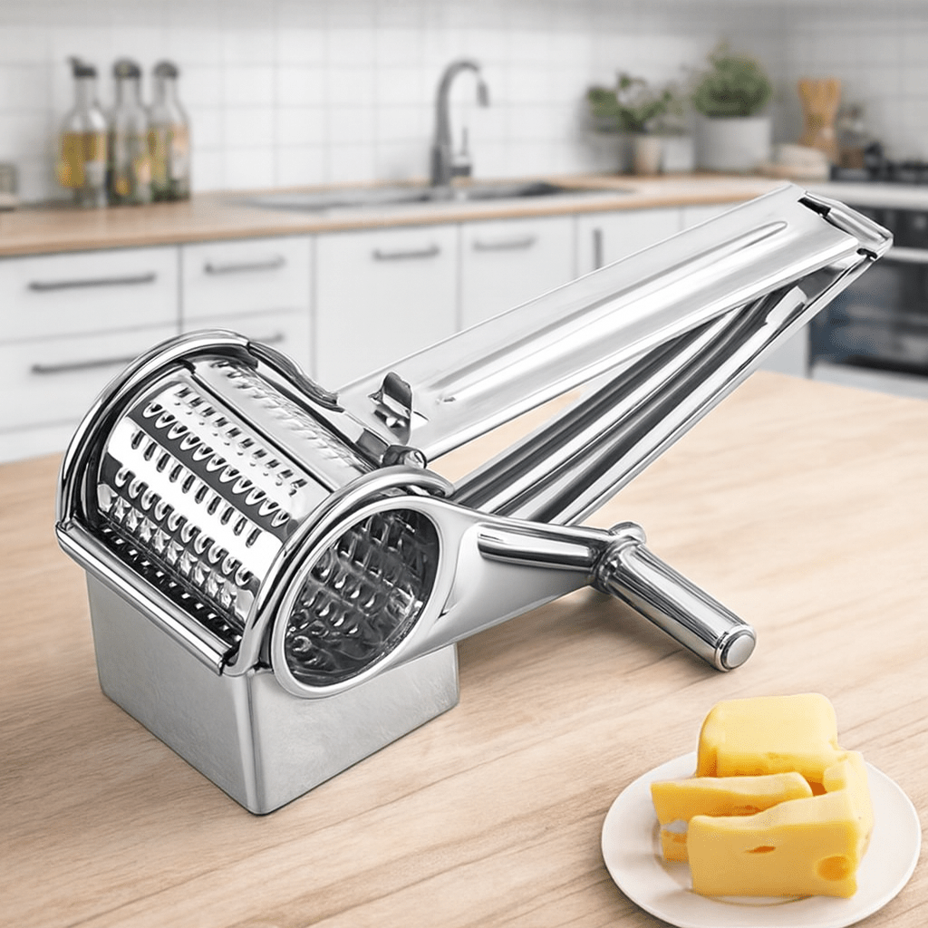 GRATE MOTION – Grattugia rotante in acciaio inossidabile per una preparazione in cucina senza sforzo
