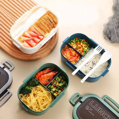 BENTOMATE – Contenitore Bento a due livelli con posate per uso quotidiano