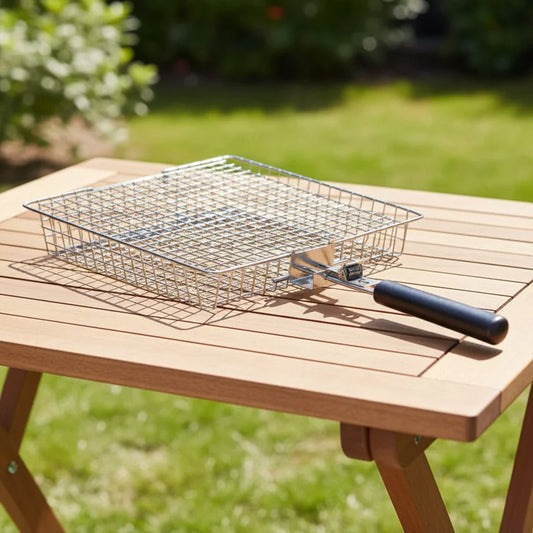 GRILLBASK – Cestino da griglia portatile in acciaio inossidabile per pesce e verdure