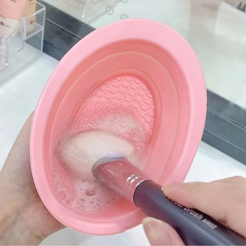 SILICLEAN – Pulitore pieghevole in silicone per pennelli da trucco con ciotola di pulizia