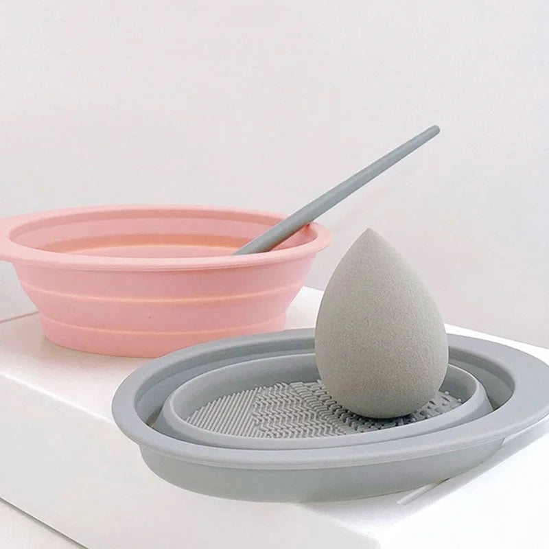 SILICLEAN – Pulitore pieghevole in silicone per pennelli da trucco con ciotola di pulizia