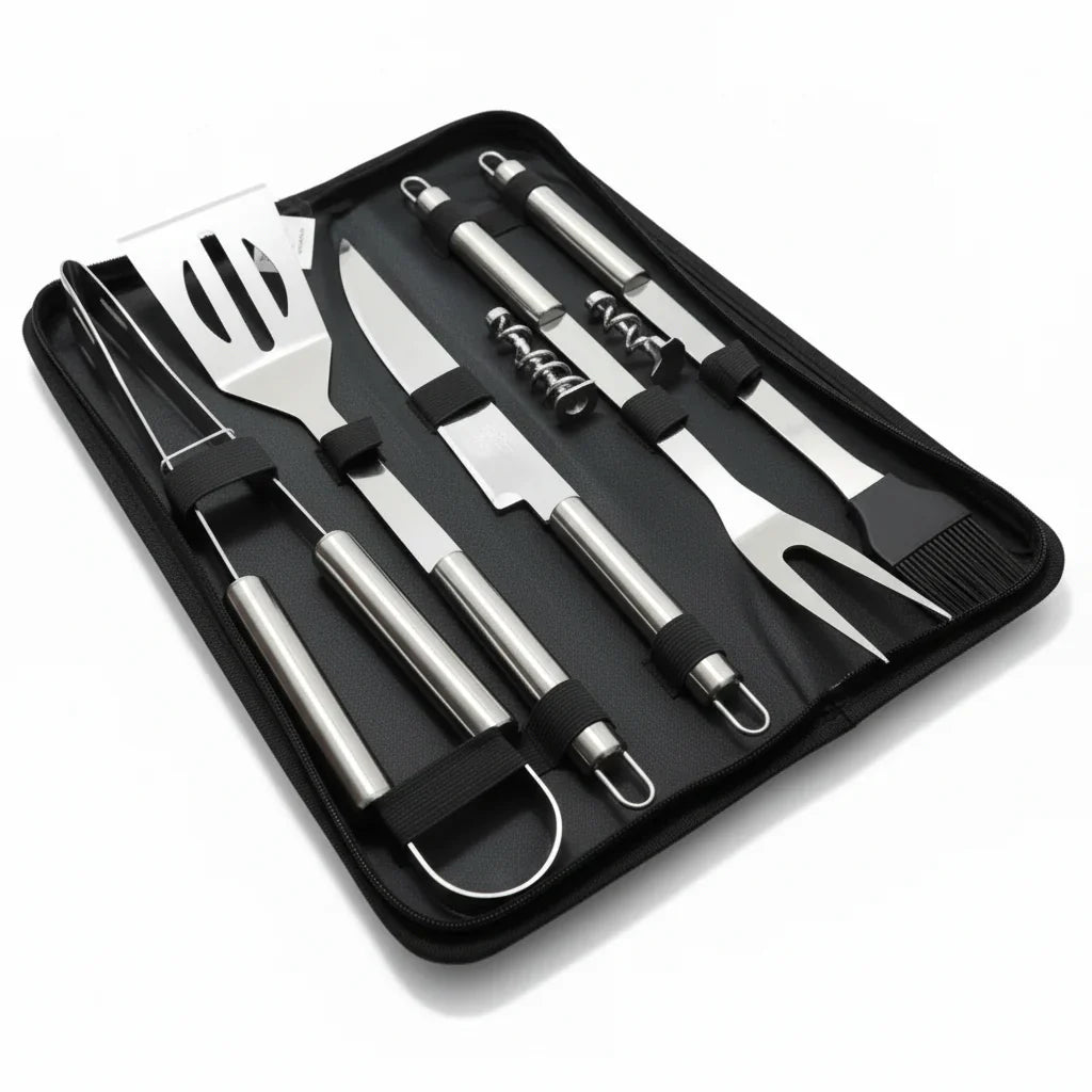 GrillMaster Pro – Set di utensili per barbecue in acciaio inossidabile per uso all'aperto
