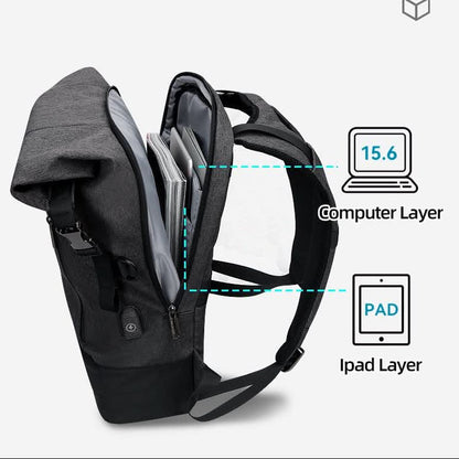 URBANTRAIL Rolltop - Zaino multifunzionale da esterno con porta USB
