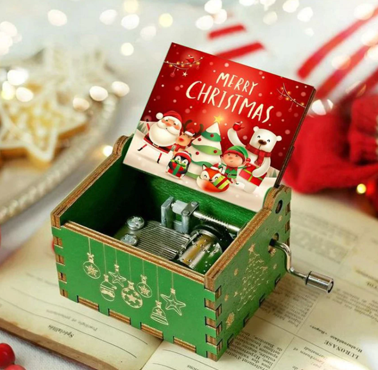 Scatola musicale natalizia in legno – Ballerina realizzata a mano