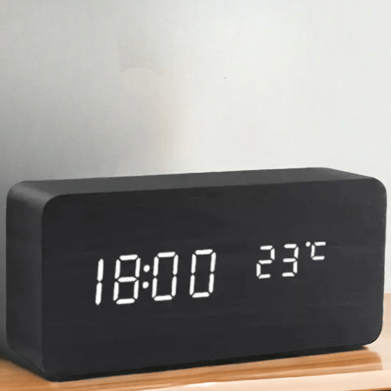 WoodSense Orologio LED in legno - Controllato a voce e di stile per ogni ambiente