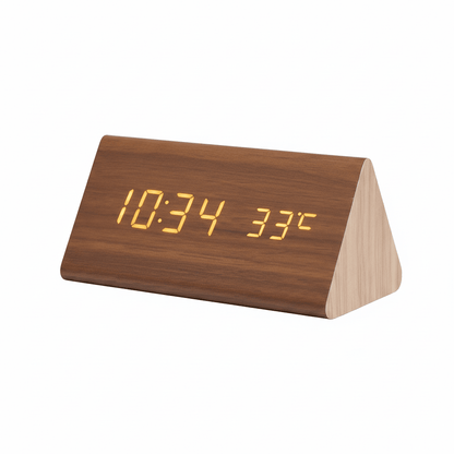 WoodSense Orologio LED in legno - Controllato a voce e di stile per ogni ambiente