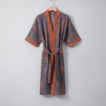 KIMOGINKO – Accappatoio kimono reversibile realizzato in cotone biologico per un comfort traspirante