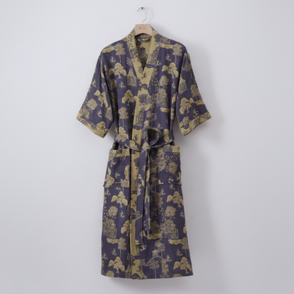 KIMOGINKO – Accappatoio kimono reversibile realizzato in cotone biologico per un comfort traspirante
