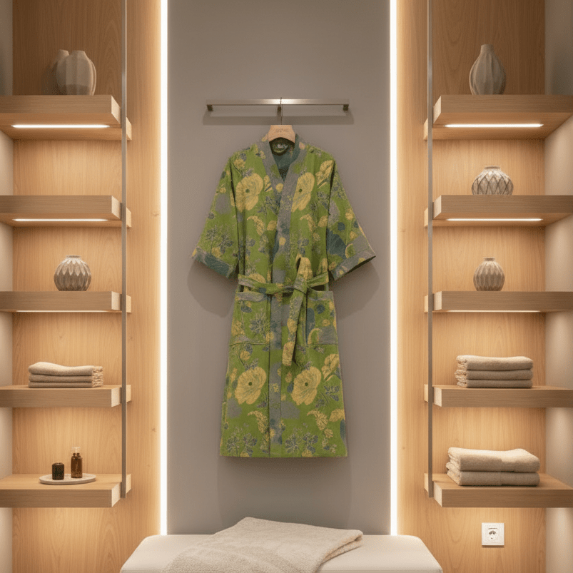 KIMOGINKO – Accappatoio kimono reversibile realizzato in cotone biologico per un comfort traspirante