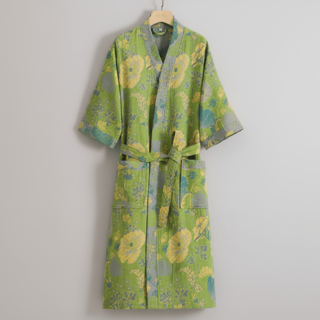 KIMOGINKO – Accappatoio kimono reversibile realizzato in cotone biologico per un comfort traspirante