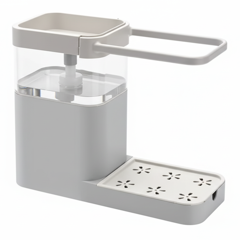 SCRUBFLOW – Spazzola per piatti con dosatore automatico di sapone e supporto