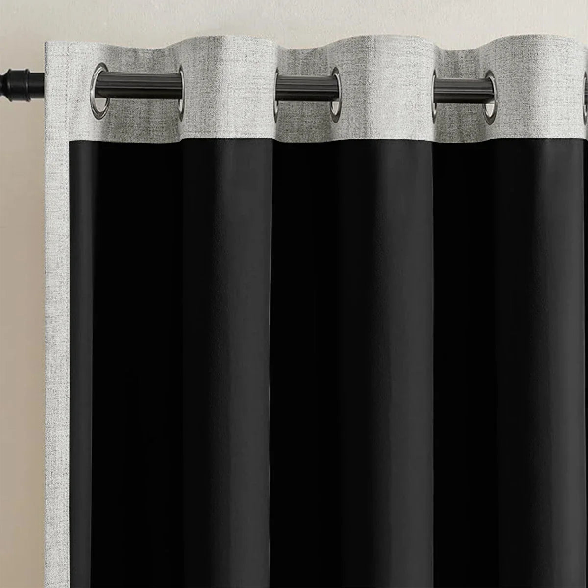 HAVENLUX - Set da 2 tende oscuranti in lino a tinta unita, con nastro, per soggiorno e camera da letto