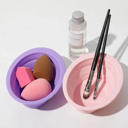 SILICLEAN – Pulitore pieghevole in silicone per pennelli da trucco con ciotola di pulizia