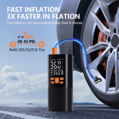 INFLATIQ – Compressore d'aria portatile da 180 PSI con batteria da 25000 mAh e display digitale della pressione