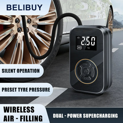 Rassivo | Compressore AirVolt Go | Senza fili e ricaricabile | Pressione dei pneumatici e Power Bank tutto in uno | Compatto e Portatile