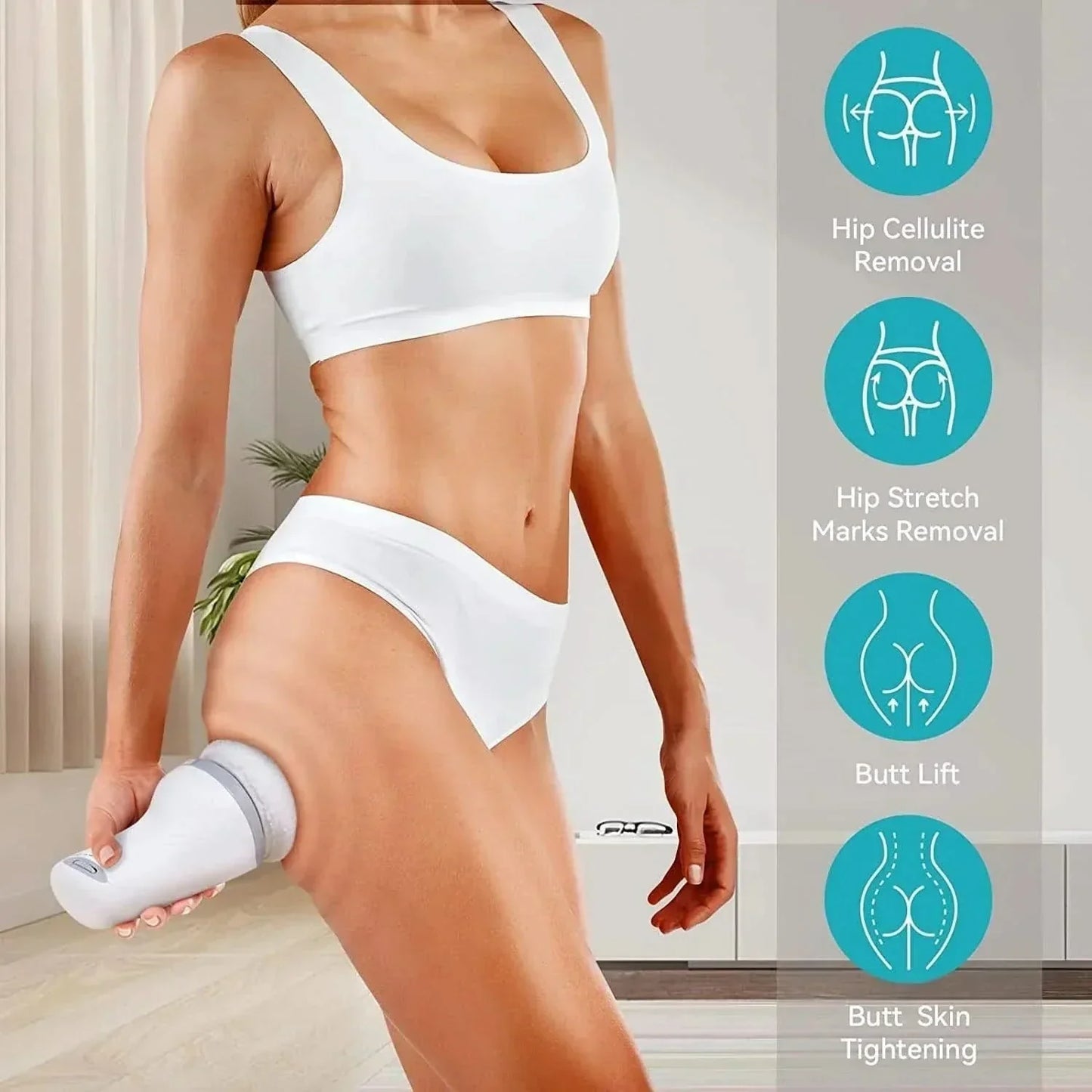 Vitaton - Massaggiatore per il corpo di lusso con 6 testine intercambiabili per rassodare la pelle, ridurre la cellulite e rilassare i muscoli