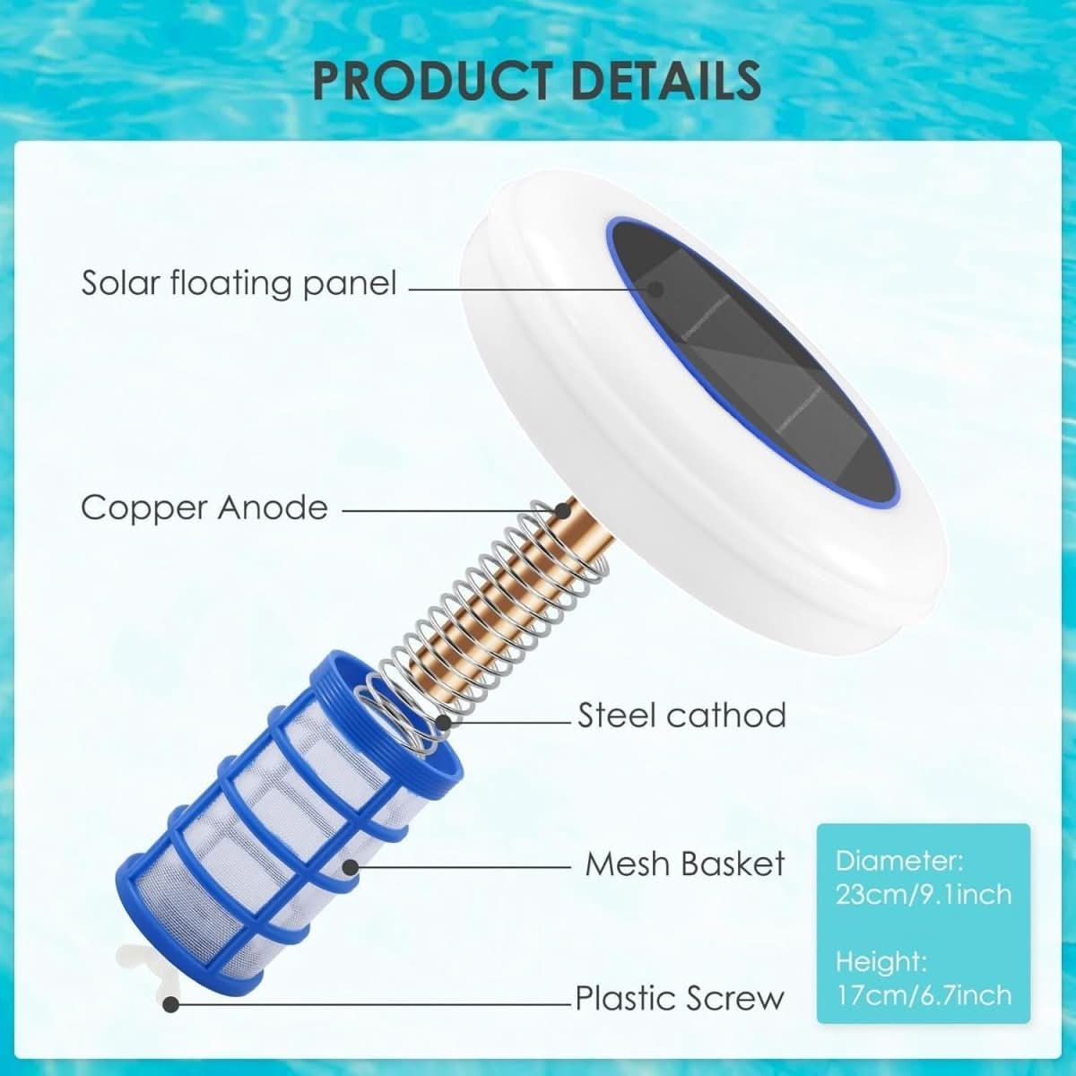 AQUAION – Ionizzatore solare per piscina con luce LED