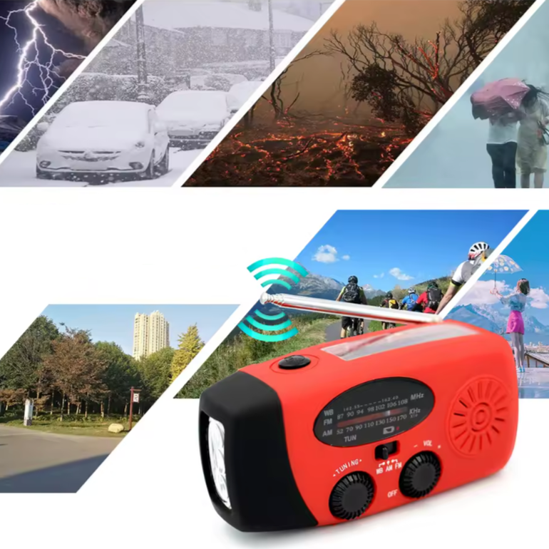 SolarWave | Radio di emergenza a manovella alimentata ad energia solare per uso esterno