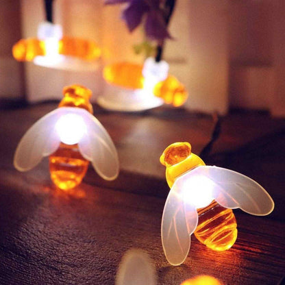 SOLARBEE – Luci solari da esterno a stringa con design a tema ape per giardino e balcone
