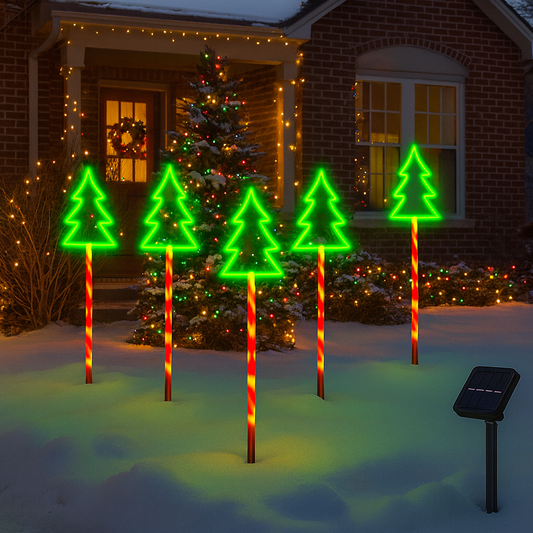 Luci Solari Decorazioni Natalizie per Giardino – Set di Bastoncini Luminosi in Plastica