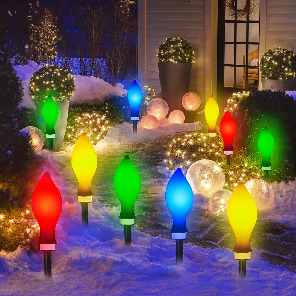 Set di Luci Solari Natalizie per Decorazione da Giardino in Plastica