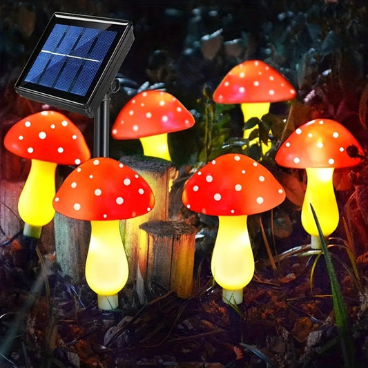 Luci solari luce natalizia da giardino funghi decorativi set in plastica