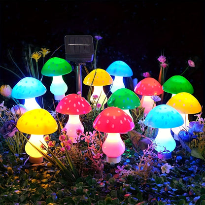Luci solari luce natalizia da giardino funghi decorativi set in plastica