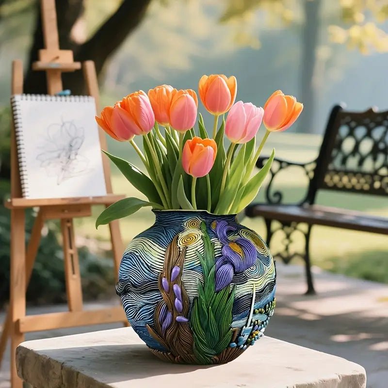LUMIVASE - Vaso di fiori in resina fatto a mano per composizioni floreali creative