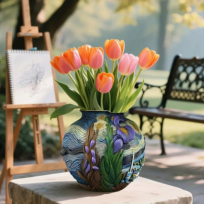 LUMIVASE - Vaso di fiori in resina fatto a mano per composizioni floreali creative