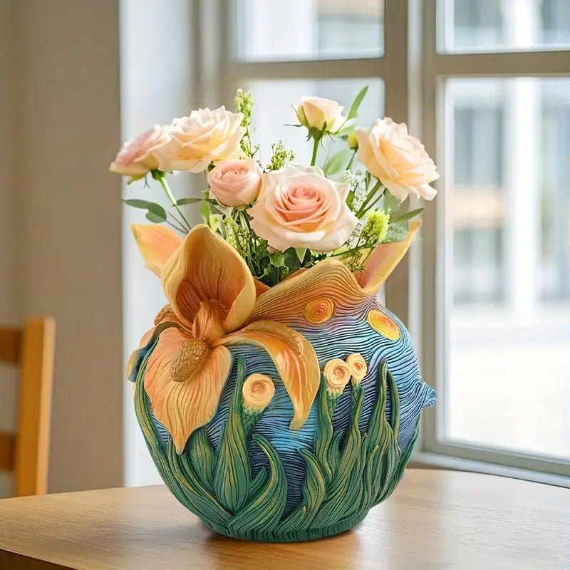 LUMIVASE - Vaso di fiori in resina fatto a mano per composizioni floreali creative