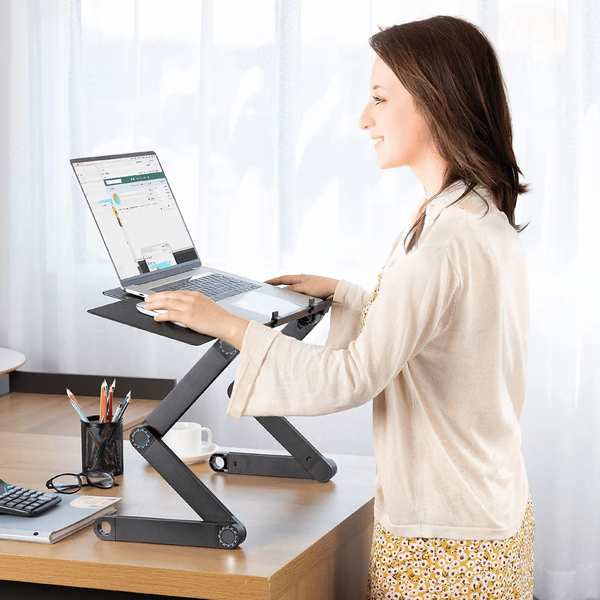 Supporto Ergonomico per Computer Portatile con Rotazione a 360° – Rialzo Regolabile in Alluminio per Ufficio