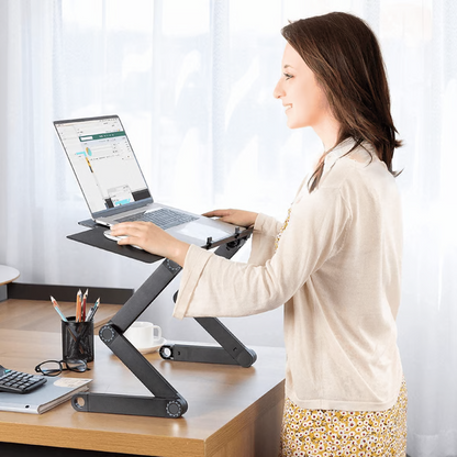 Supporto Ergonomico per Computer Portatile con Rotazione a 360° – Rialzo Regolabile in Alluminio per Ufficio