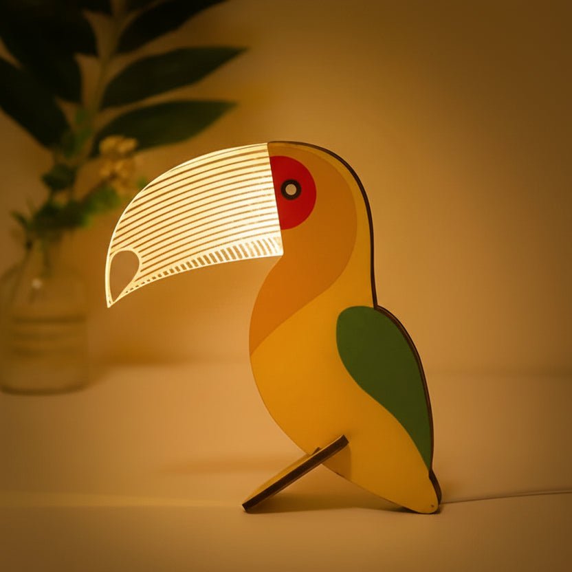 FORESTBUD – Lampada LED a forma di animale robusta, realizzata in legno, per un’illuminazione accogliente dei bambini