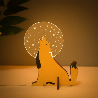 FORESTBUD – Lampada LED a forma di animale robusta, realizzata in legno, per un’illuminazione accogliente dei bambini