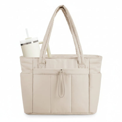 MODPUFF – Borsa multiuso imbottita e trapuntata da donna, con portabicchiere, comparto per laptop e copertura per valigia