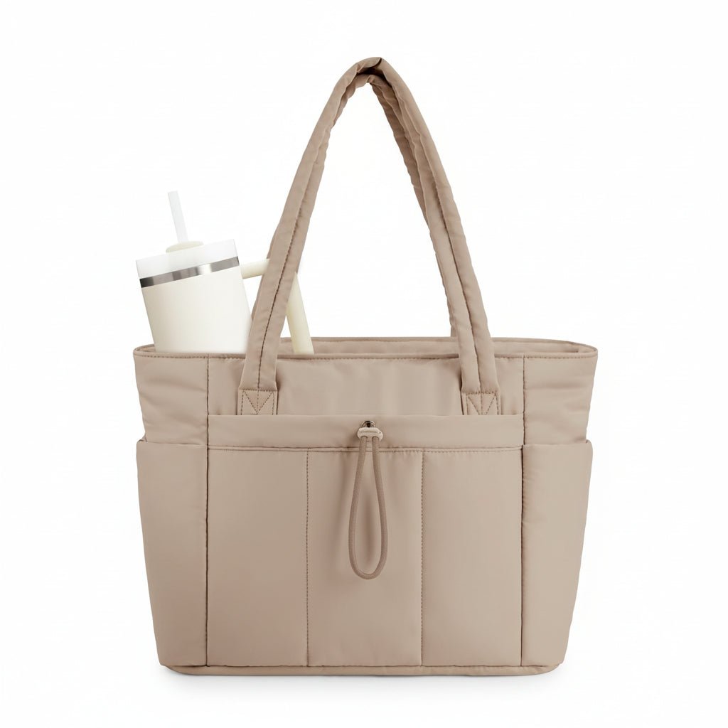 MODPUFF – Borsa multiuso imbottita e trapuntata da donna, con portabicchiere, comparto per laptop e copertura per valigia