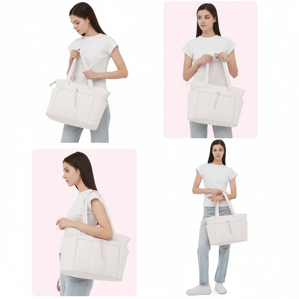 MODPUFF – Borsa multiuso imbottita e trapuntata da donna, con portabicchiere, comparto per laptop e copertura per valigia