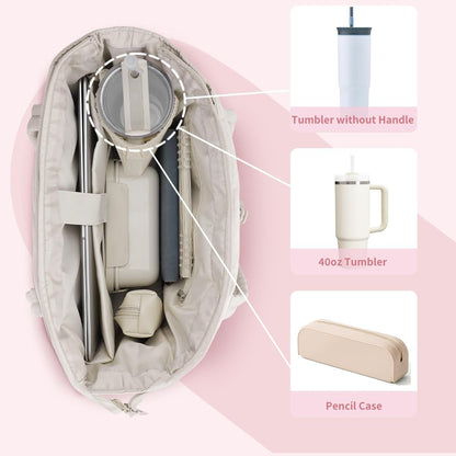 MODPUFF – Borsa multiuso imbottita e trapuntata da donna, con portabicchiere, comparto per laptop e copertura per valigia