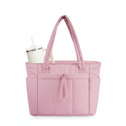 MODPUFF – Borsa multiuso imbottita e trapuntata da donna, con portabicchiere, comparto per laptop e copertura per valigia