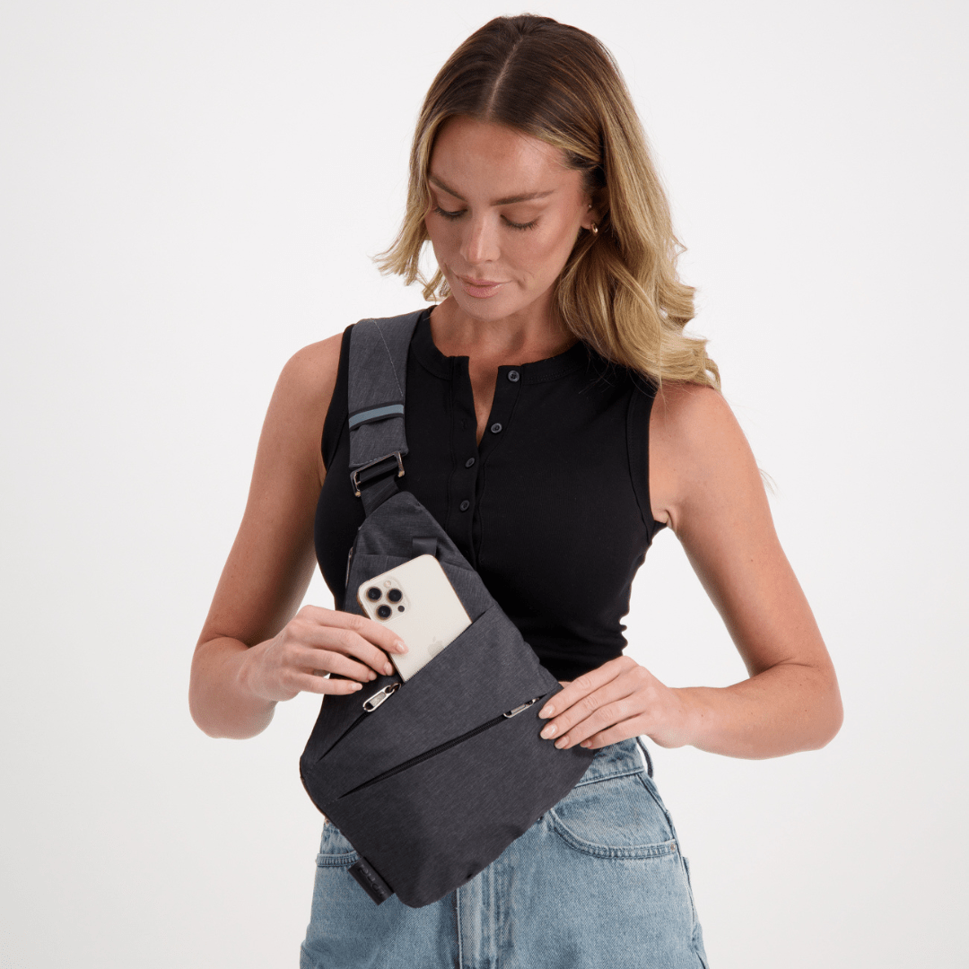 TRAVGUARD – Borsa a tracolla antifurto con protezione RFID e design idrorepellente