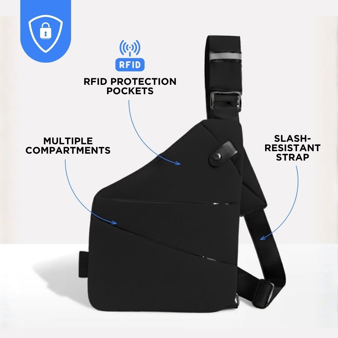 TRAVGUARD – Borsa a tracolla antifurto con protezione RFID e design idrorepellente