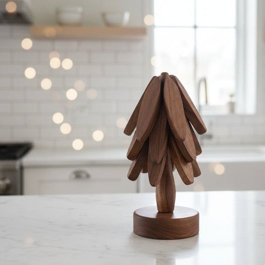 WOODBRAID – Set di 4 pezzi di sottobicchieri e presine con design a tema albero di bambù