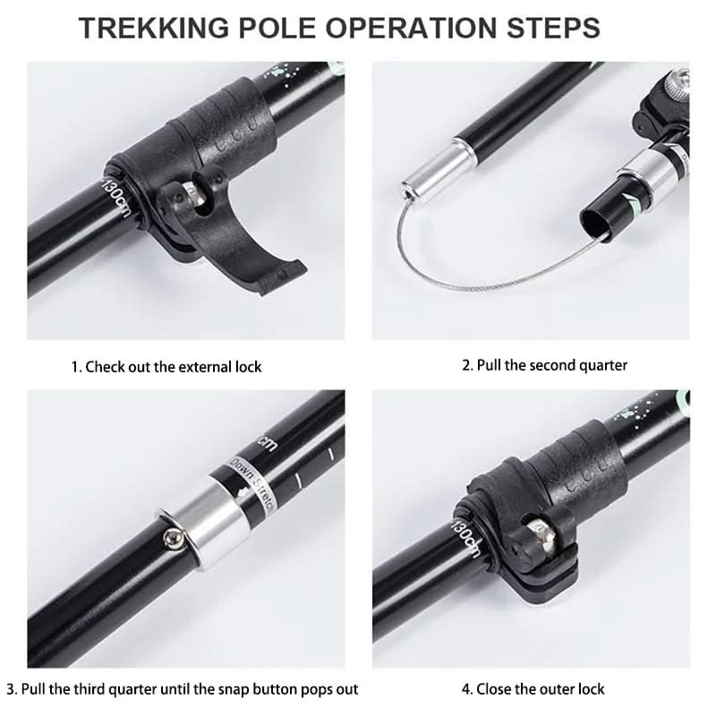 TrekLite - Bastoncini da trekking telescopici ultra-leggeri a 5 pezzi per escursioni in montagna e trekking